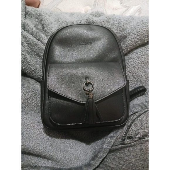 Women Black Leather Cute Bowknot Small Backpack Purse